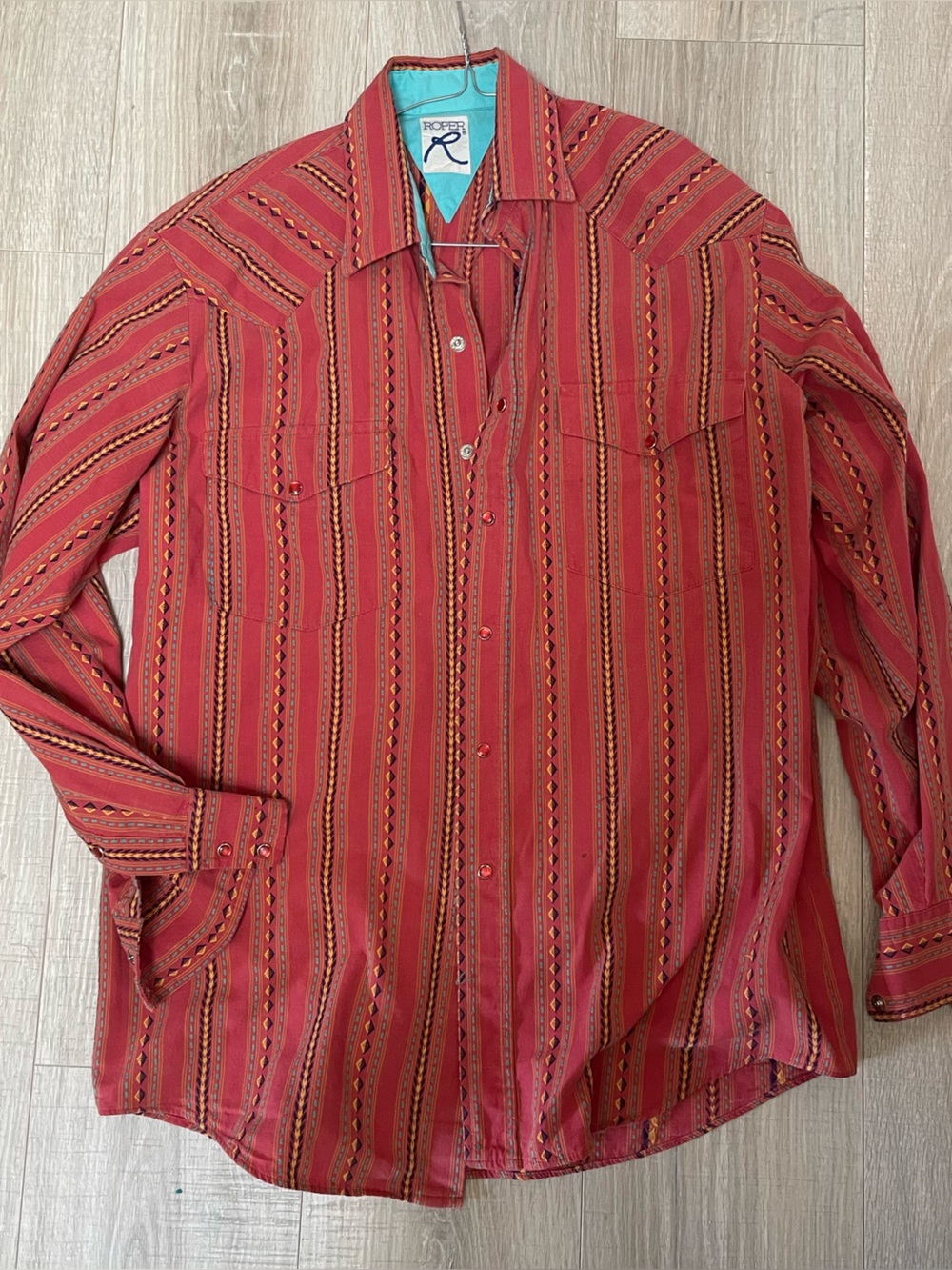 Roper Red Striped Snaps Shirt